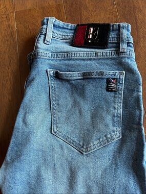 Thom Browne Blue Slim Straight Jeans with Signature Button